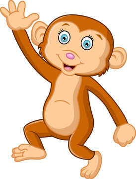 Cartoon Cute Monkey Waving