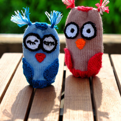 diy toy, knit owl puppet