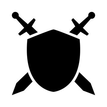 Swords / blades crossed sheath in shield flat icon for games and websites
