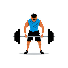 Vector Weightlifting Cartoon Illustration. 