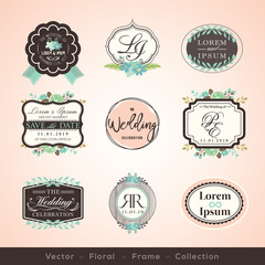 vintage frames and design elements for wedding invitation greeting card