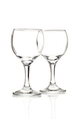 two empty wine glasses