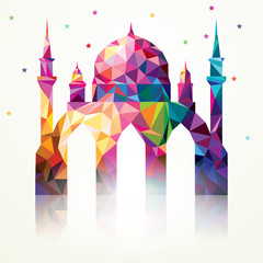 Ramadan Kareem Colorful Triangle Mosque