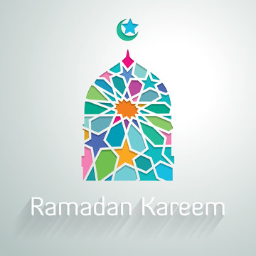 Ramadan kareem vector mosque mosaic tiles colourful geometric