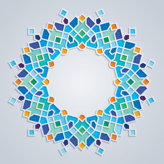 Round pattern colorful mosaic islamic geometric ornament