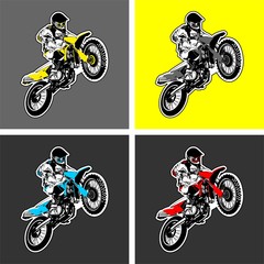 Motocross. Vector illustration of motorcyclist