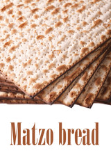 Pile of Jewish matzo Flatbread isolated on white, vertical
