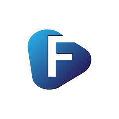 initial letter logo trianggle rounded f