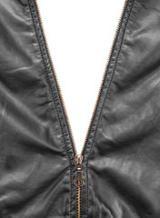 Zipper opening leather jacket