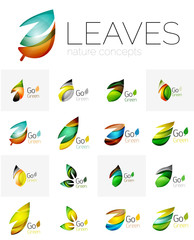 Abstract geometric leaves, company logo collection, nature icon set