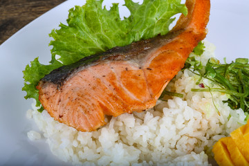 Roasted salmon steak