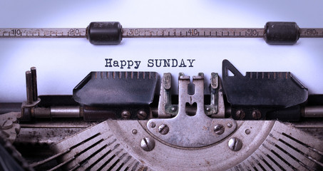 Vintage typewriter close-up - Happy Sunday