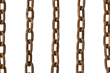 Old Rusty Chains, Like the Prison Grid. Isolated on White Background.