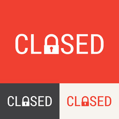 Closed title logo with padlock icon. Editable logo vector design.