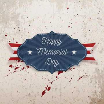 Happy Memorial Day greeting Label with Text