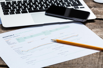 Showing business and financial report. Accounting