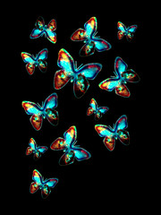 Obraz na płótnie Canvas Butterflies, galaxy style, symbol of transformation, joy and color