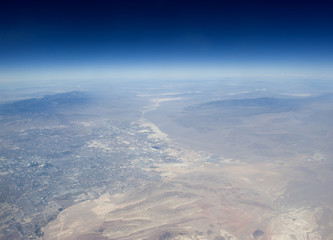 Aerial view of the Earth in space. The desert in the western United States. 
