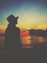 silhouette woman,twilight