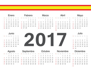 Vector Spanish circle calendar 2017
