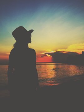 silhouette woman,twilight