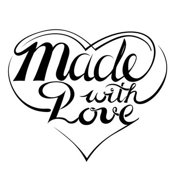 Black lettering isolated - "Made with love". Label for your prod