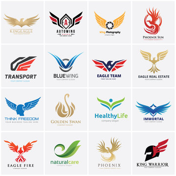 Animal logo collection,Eagle Logo set,bird logo,Phoenix logo,Vector Logo template