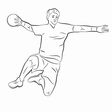 Silhouette handball player. vector drawing