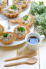 Homemade mini of tuna spread topping
