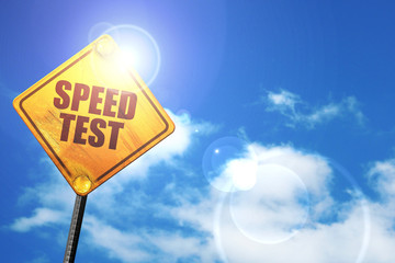 speed test, 3D rendering, a yellow road sign