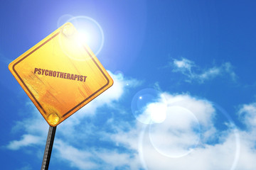 psychotherapist, 3D rendering, a yellow road sign