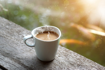 morning coffee with white glass.