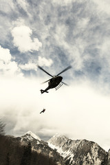 Rescue mission in the Alps.
