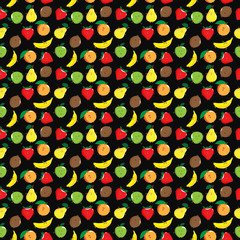Black background with fruit