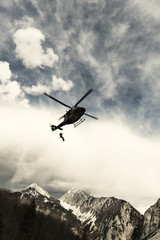 Fototapeta na wymiar Rescue mission in the Alps.