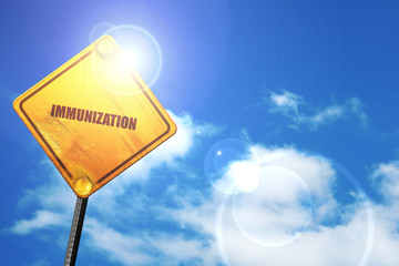 immunization, 3D rendering, a yellow road sign
