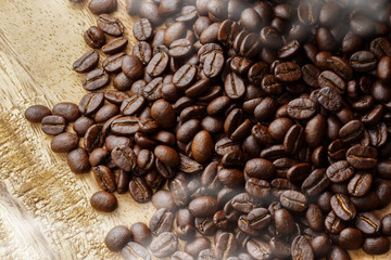 Coffee on wooden background