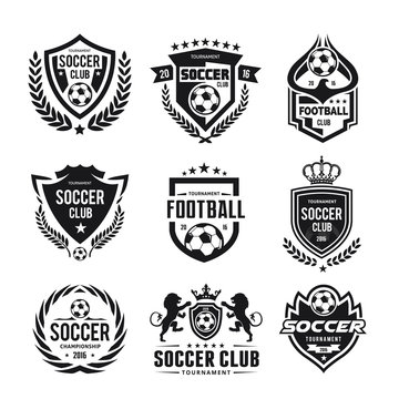 Football and soccer college vector logo set