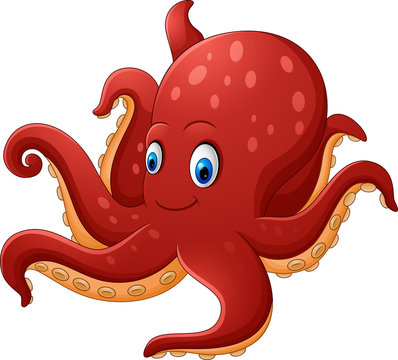 Cartoon smiling octopus