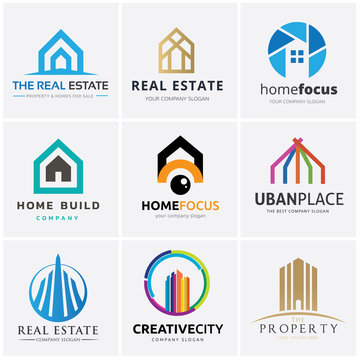 Real Estate Logo Set. House Logo Collection. Buildings Logo Set.
