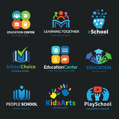 School logo set. Education logo collection. Kids learning logo.learning logo. creative idea logo design. vector logo template