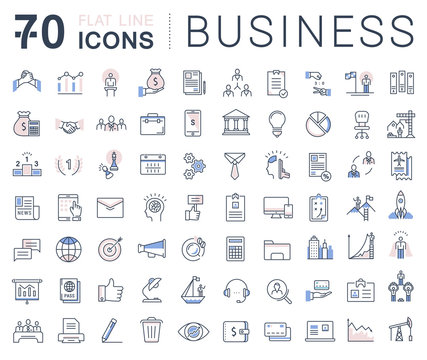 Set Vector Flat Line Icons Business