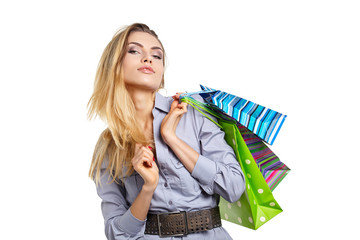 Isolated  shopping girl