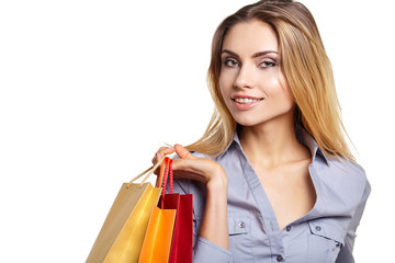 Isolated  shopping girl