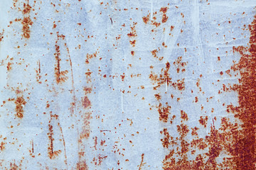 Texture of rusty metal. Vintage light blue rusty background.