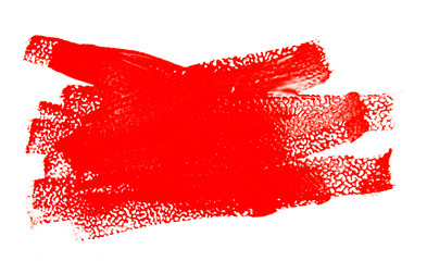 Red strokes of the paint brush isolated
