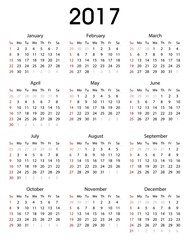 Simple 2017 calendar template for commercial and private use