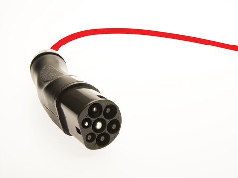 Stecker eines Ladekabels f&uuml;r Elektroautos