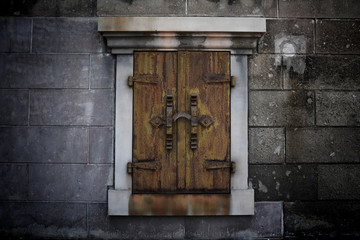 Antique rusty iron window