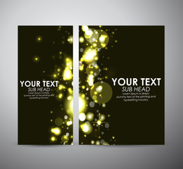 Abstract yellow bokeh on Brochure business design template or roll up.